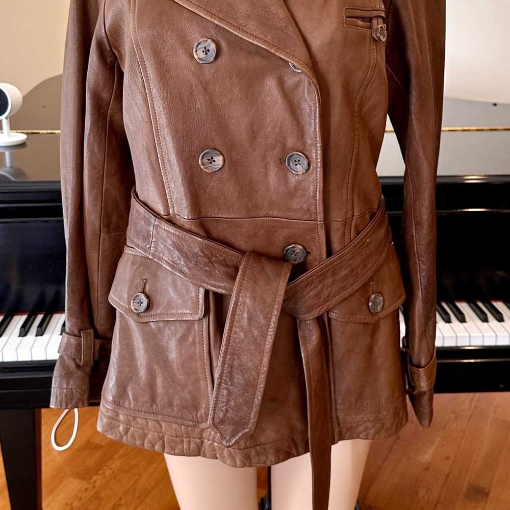 NWT Luxury Minimalist Premium Banana Republic Leather Double Breasted Jacket - Picture 16 of 17